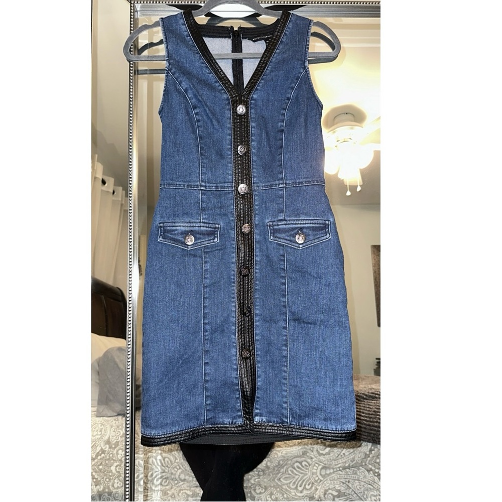 Denim & Leather Dress (0 Petite) - White House Black Market